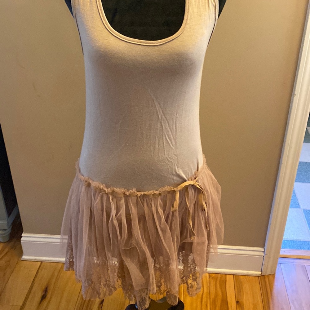 Cordon sleeveless dress with toile and lace